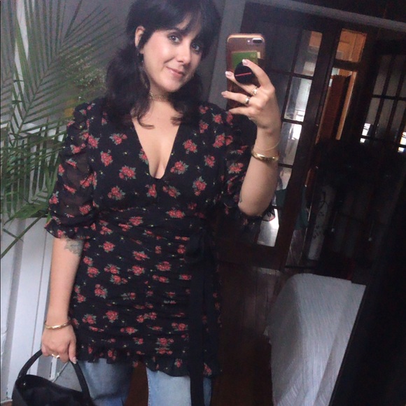 Zara Black and Red Floral Mini Dress - Picture 3 of 8